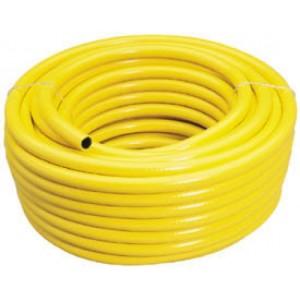 A roll of yellow hose is shown.