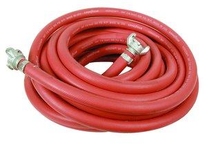 A red hose is wrapped around the end of it.